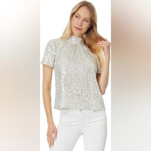 NWT CeCe Silver Sequin Blouse